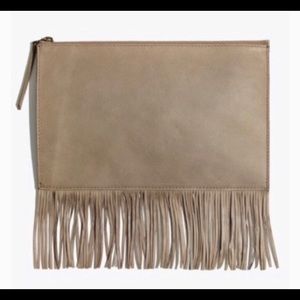 Fringe leather pouch NWT